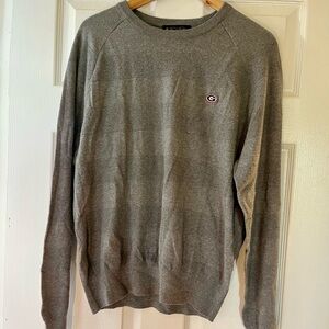 Brooks Brothers Classic Gray Crewneck Sweater with Georgia Bulldogs Logo